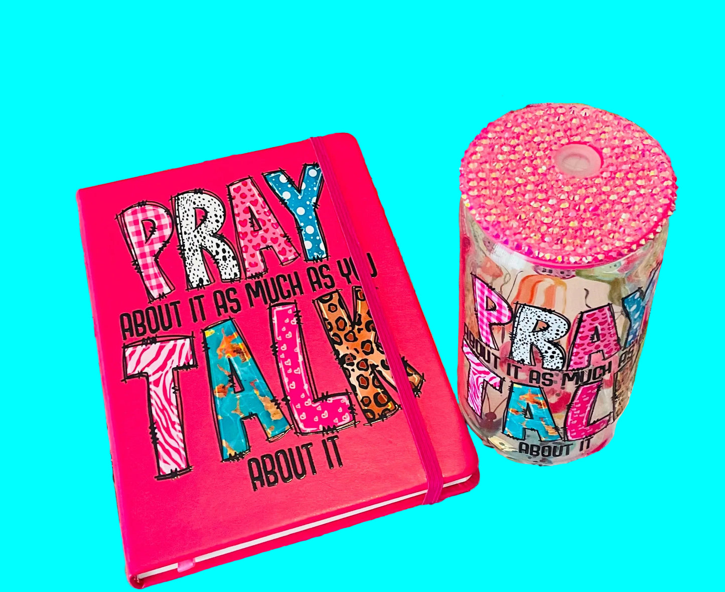 Matching Pray About It ... Notebook and Glass Cup Set