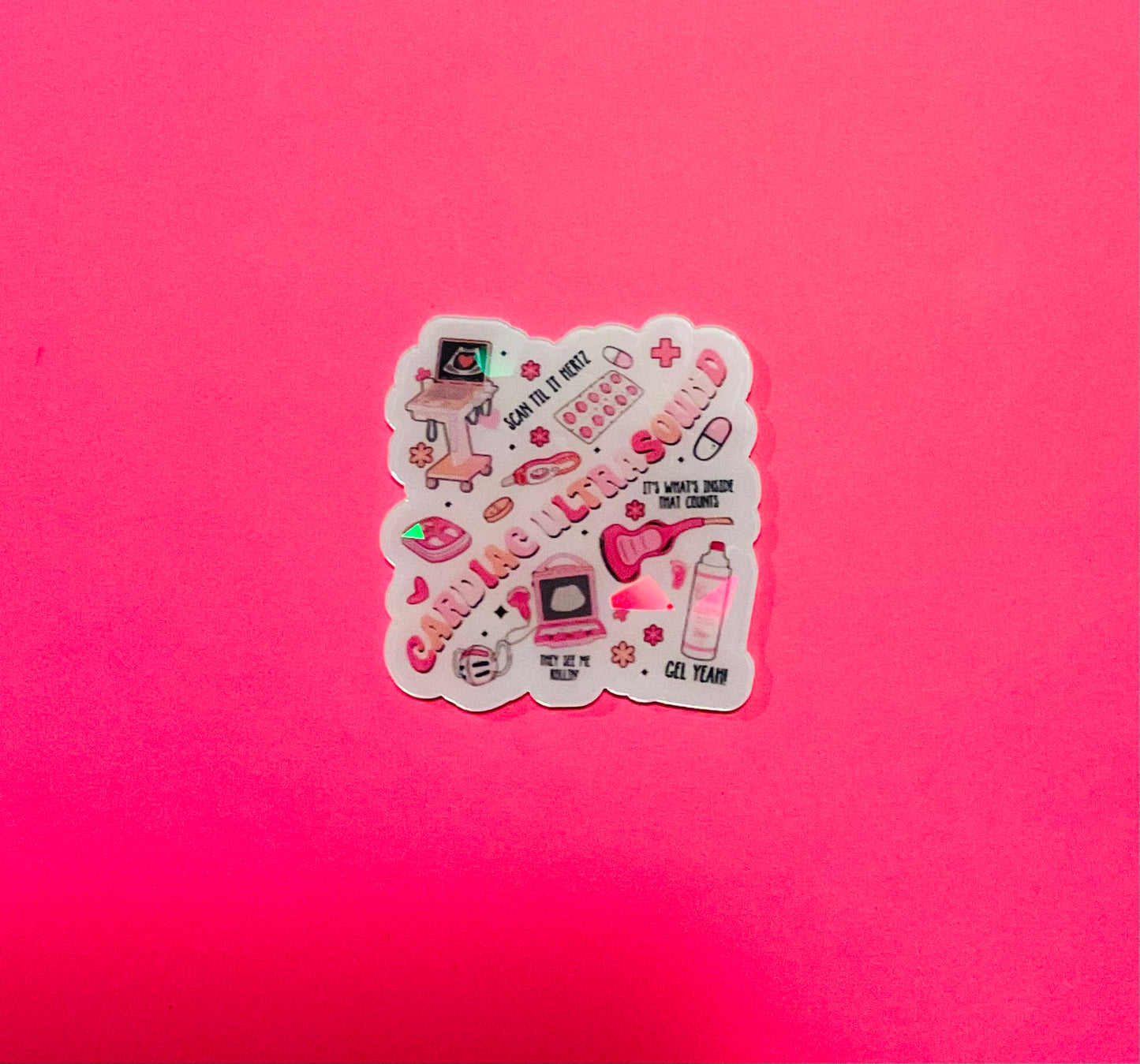 Cardiac Ultrasound (Holographic) Acrylic Flatback Piece