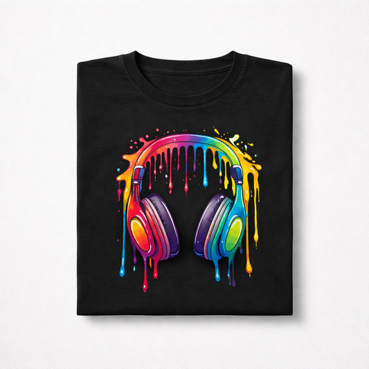 Colorful Dripping Headphones T-Shirt