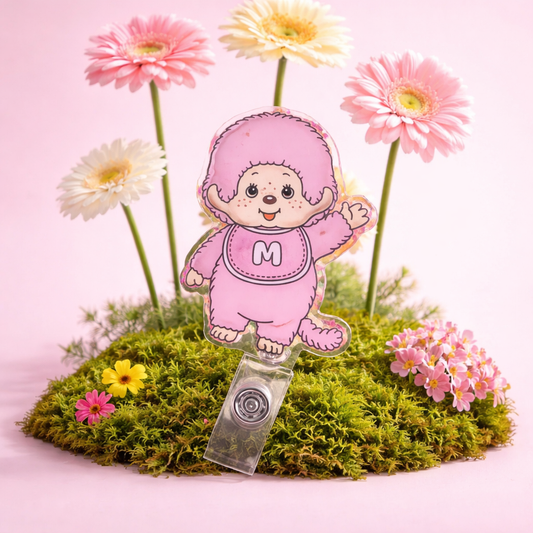 Monchhichi Doll Badge Reel