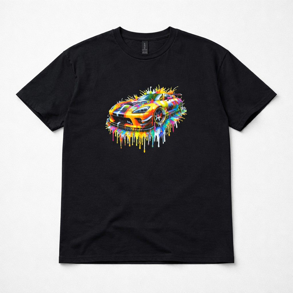 Yellow Dripping Fast Car T-Shirt