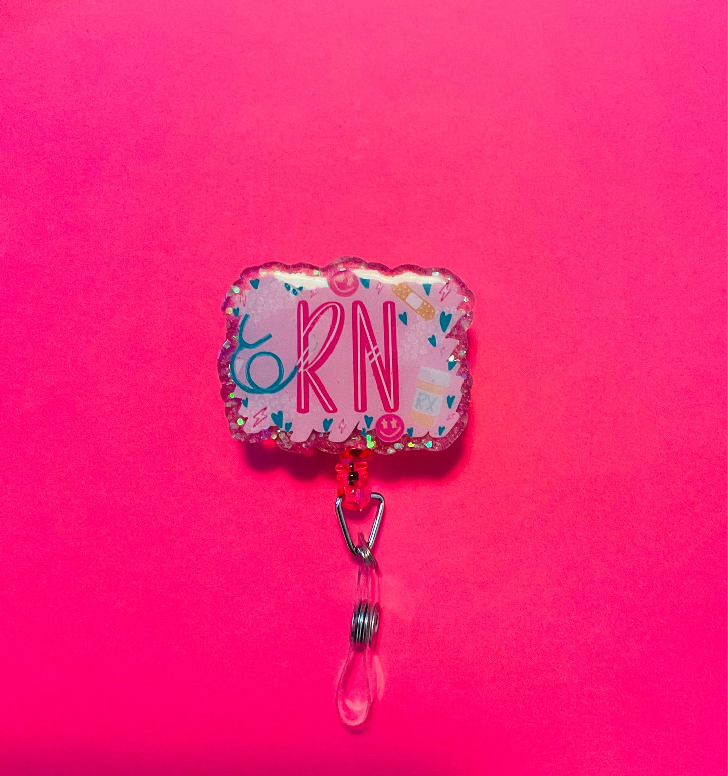 Pink RN Nurse Badge Reel