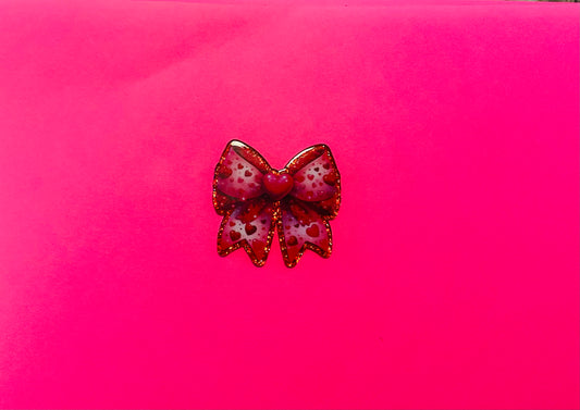 Red Glitter Heart Bow Acrylic Flatback Piece