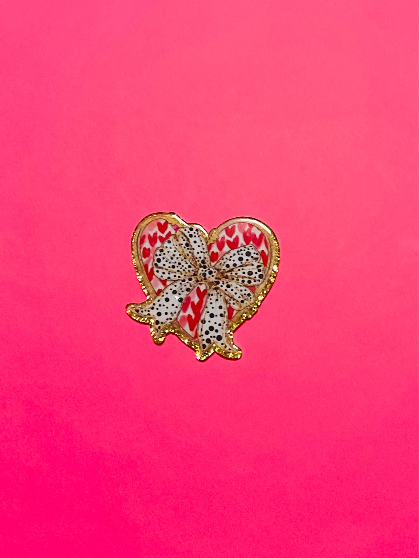 Heart of Gold with Bow Acrylic Flatback Piece