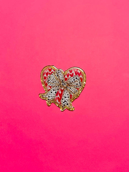 Heart of Gold with Bow Acrylic Flatback Piece