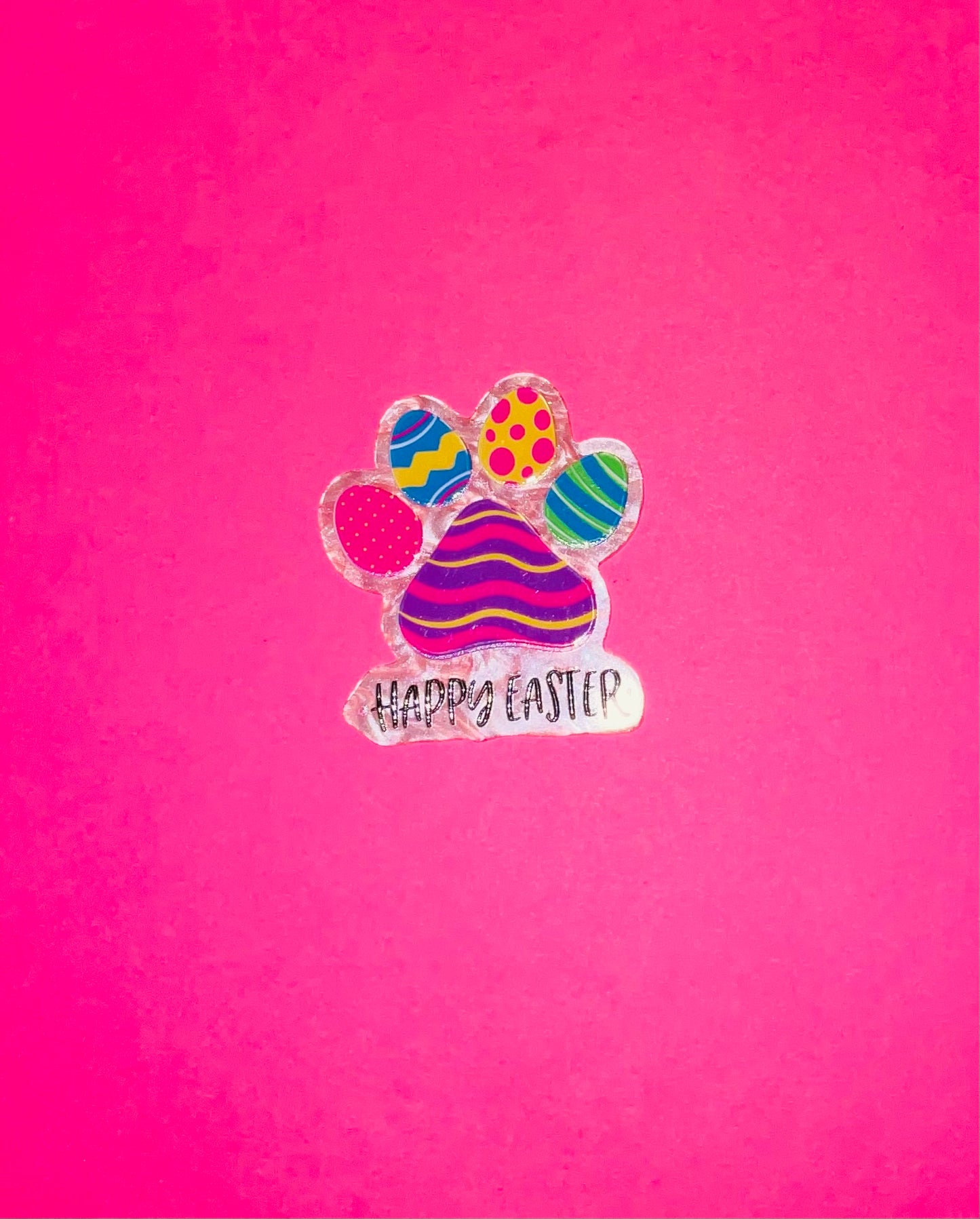 Happy Easter Paw Print Acrylic Flatback Piece