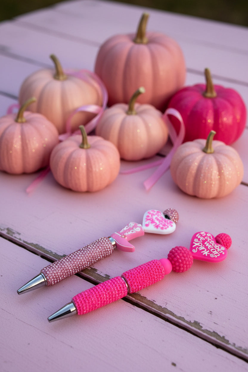 Breast Cancer Awareness Focal Bead Ink Pens