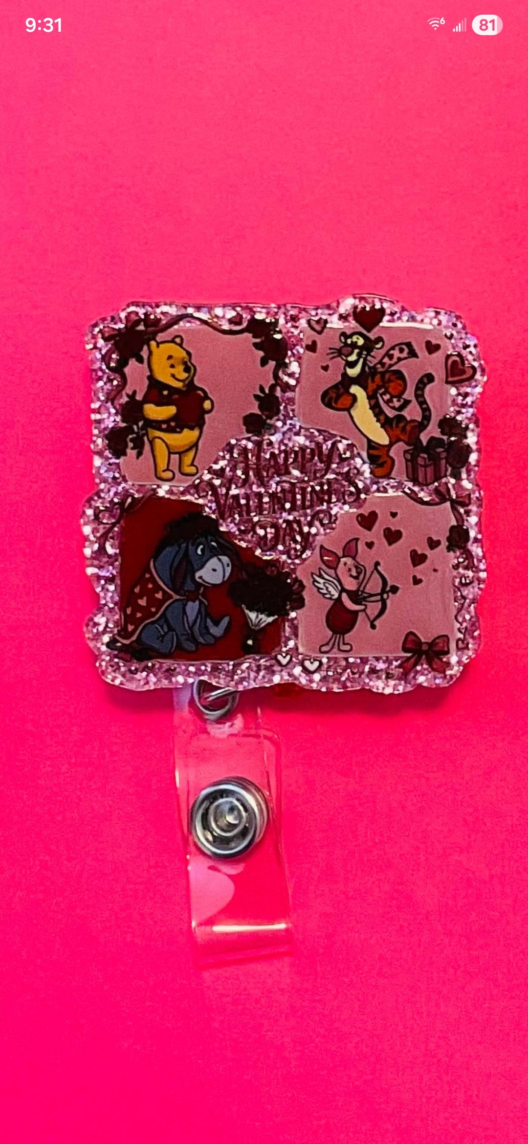 Pooh & Friends Happy Valentine's Day Badge Reel