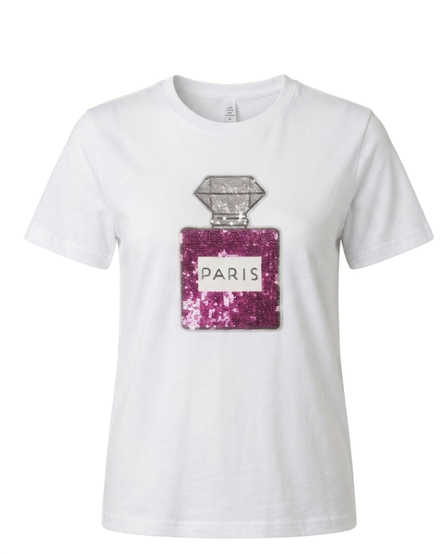 Paris Bottle Sequin Patch T-Shirt
