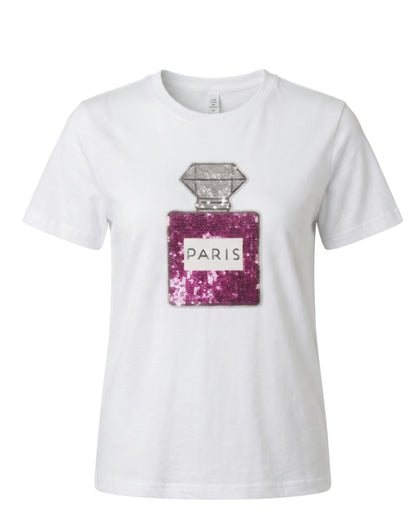 Paris Bottle Sequin Patch T-Shirt